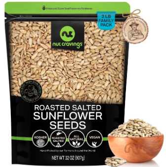 Nut Cravings Roasted & Salted Sunflower Seeds Kernels Edible No Shell _32oz - 2 lbs